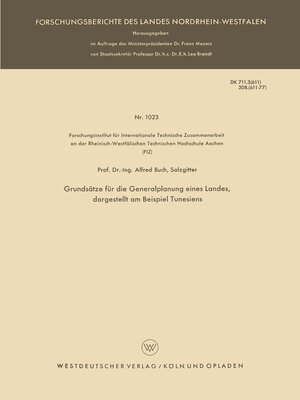 cover image of Grundsätze für die Generalplanung eines Landes, dargestellt am Beispiel Tunesiens